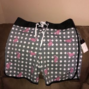 Ezekiel brand swim trunks size 33 flamingo dots